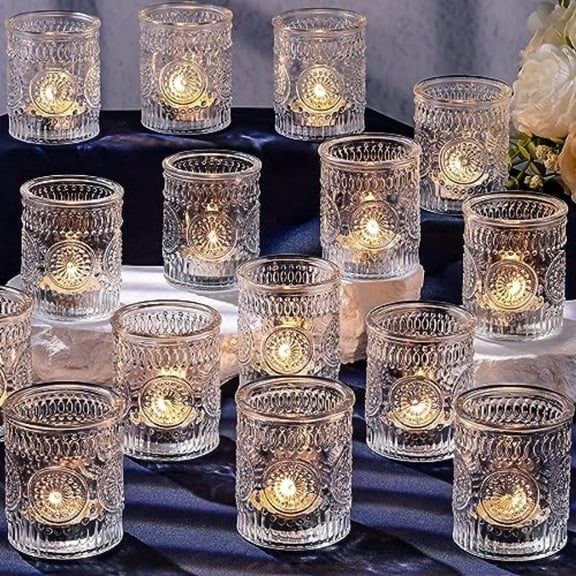 Clear Votive Candle Holders Set of 36- Glass Candle Holders Bulk for Tea Light Candle Emed Candle Votives for Wedding Centerpiece Living Room and Home Table Decor