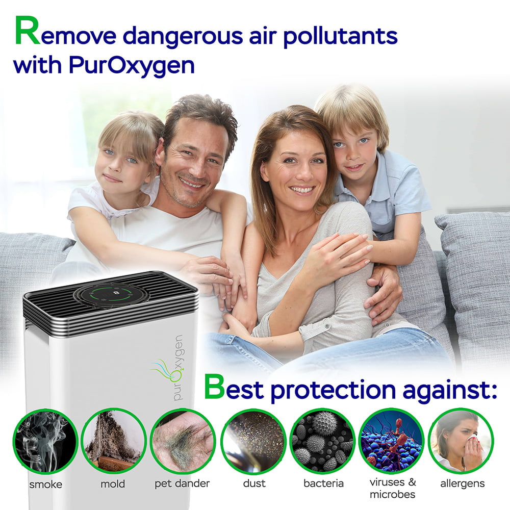 High Performance Air Purifier for Home Allergens Night Light 6-Stage Purification System for Mold Smoke Low Noise Pet Dander Dust Up to 550 sq ft Large Room HEPA Air Cleaner purOxygen P500