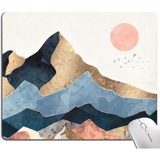 Cute Mountain Sunrise Mouse Pad Square Washable Cloth Personalized Mouse Mat Gaming Office Home NonSlip Rubber Base Add a Scenic Touch to Your Computer Setup