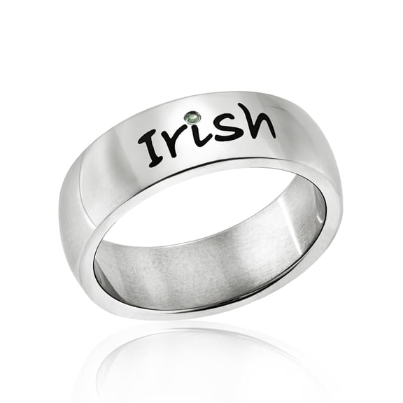 Stainless Steel Irish Celtic Knot Ring with Cubic Zirconia size 10