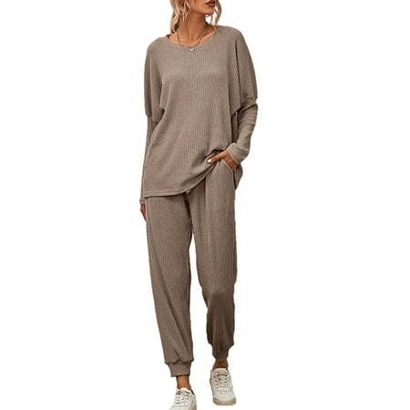 

Colisha Casual Loose 2pcs Set For Women Fall Winter Long Sleeve Pj Set Sleepwear 2 Piece Pajamas Tops with Pants Pjs Loungewear Oufits Sets