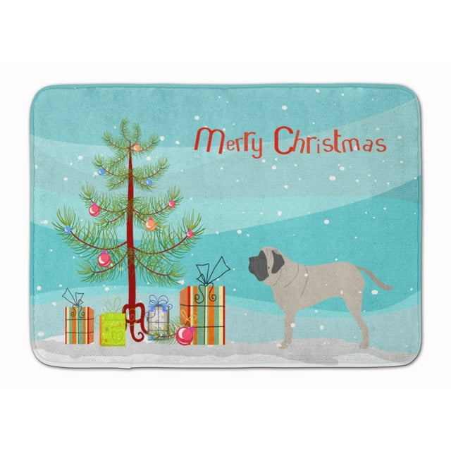 Carolines Treasures BB2974RUG English Mastiff Merry Christmas Tree Machine Washable Memory Foam Mat