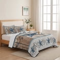 thumbnail image 5 of Twin Quilt Set 68''x86'', Texas Star Rustic Lightweight Summer Bedspread Coverlet Set with 2 Pillow Shams, Country Blue Berry Brown Wooden Plank Breathable All Season Quilt Bedding for Dorm/Bedroom, 5 of 9