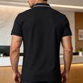 thumbnail image 3 of Men Polos Shirt Short Sleeve V Neck Lapel Vintage T Shirts Causal Loose Fashion Breathable Golf Tees (4XL, Black), 3 of 8