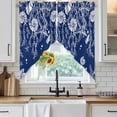 thumbnail image 3 of Swag Valance Curtains for Windows, Navy Blue Coastal Light Filtering Kitchen Curtains, Starfish Coral Ocean Conch Sea Nautical Window Treatment Valances for Living Room, 36x45 - 2 PCS, 3 of 9