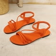 thumbnail image 5 of Caywon Women Strappy Sandals, Elastic Ankle Strap Flat, Open Toe Slip On Summer, Comfortable Ladies Beach Shoes Sandalias Mujer, 5 of 6