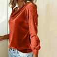 thumbnail image 5 of Lenpel Velvet Tops for Women Sparkly Long Sleeve Cowl Neck Sequin Patchwork Velour Blouses Glitter Party Shirts(Orange,X-Large), 5 of 5