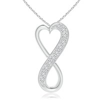 ANGARA Natural Diamond Infinity Heart Pendant in 14K White Gold for Women (Size-1.65mm| Color-H| Clarity-SI2) | April Birthstone, Anniversary, Jewelry Gift for Women | Natural Diamond Necklace