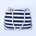 thumbnail image 6 of sunsanly Tote Bag Large Capacity Zipper Closure Strong Load Bearing Striped Pattern Multi-use Storage Portable Foldable Women Beach Bag Travel Supplies, 6 of 7