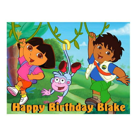 Dora and Diego edible cake image cake frosting (Best Bday Cake Images)