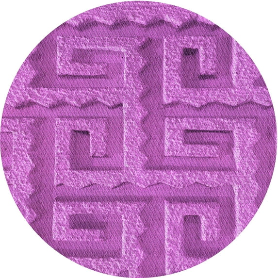 Ahgly Company Indoor Round Patterned Bright Neon Pink Purple Area Rugs, 8' Round
