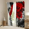 thumbnail image 3 of Rose Floral Curtains, Romantic Red Flowers Blackout Curtains Women Teens, Vintage Farmhouse Style Darkening Curtains 42"X90", Valentine 3D Rose Window Curtains, Red Gray Black, 3 of 5