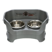 Neater Pets Elevated Food & Water Bowls for Medium Dogs, Gunmetal