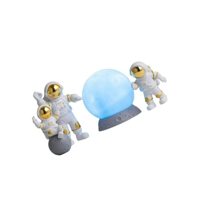 4pcs Astronaut Figurine Set Home Decor Cute Sstronaut Statue Toys Shelf Desktop Decor Gold Blue