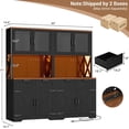 thumbnail image 6 of Homieasy 71'' Tall Kitchen Pantry Storage Cabinet with LED Light & Outlet, Kitchen Hutch Cabinet with Large Countertop, DIY Pegboard and Drawers, Farmhouse Food Pantry, Black & Brown 2 Pack, 6 of 7