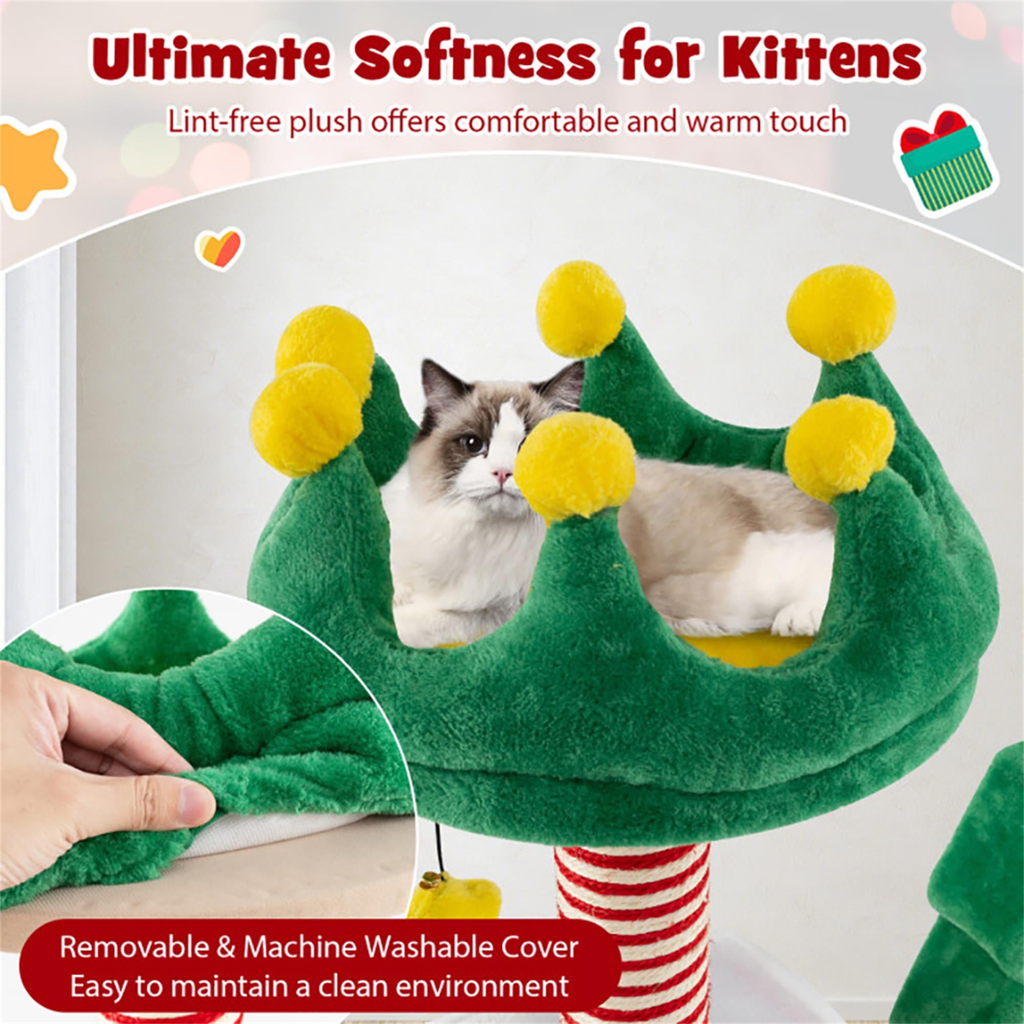 Kadyn 61" Cute Christmas Cat Tree for Indoor Cats with Scratching Posts and Carpet, Multi-Level Cat Tower with Gift Box-shaped Cat Condos, Multicolor