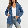 thumbnail image 6 of Winter Hooded Jackets for Women Waterproof Plus Size Long Sleeve Solid Color Lightweight Windproof Rain Jacket with Pockets for Hiking Travel Sport, 6 of 7