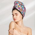 thumbnail image 2 of Yiaed Watercolor Owl Print Hair Cap with Button,Coral Fleece Hair Towel Wrap for Women Wet Hair,Quick Dry Turban for Wet Hair Long Thick Hair, 2 of 5