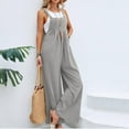 thumbnail image 2 of RPVATI Linen Baggy Overalls for Women Adjustable Straps Wide Leg Jumpsuit Lightweight Stretchy Sleeveless Maternity Overalls Light Gray M, 2 of 5