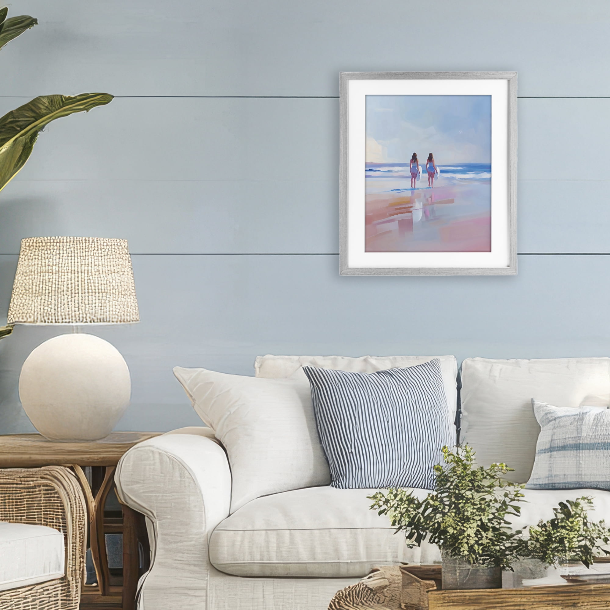 Stupell Industries Heading To Surf at Dawn Gray Framed Print Under Glass, design by The Prints Vibe