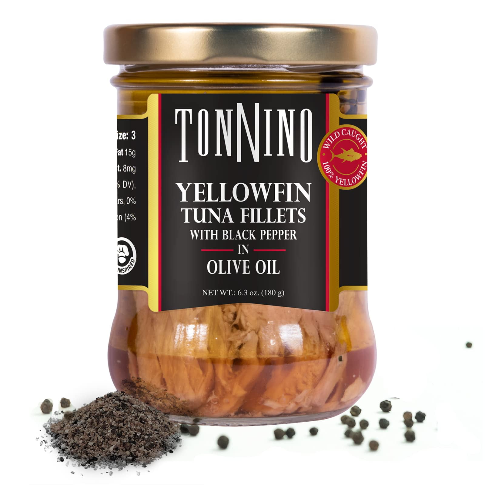 Tonnino Tuna Fillets Low Calorie and Gluten Free Yellowfin Jarred