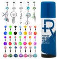 thumbnail image 1 of BodyJ4You 65 Belly Button Rings Dangle Barbells 14G Steel CZ Created-Opal Navel Body Jewelry, 1 of 7