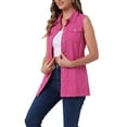 thumbnail image 5 of INSPIRE CHIC Women's Denim Vest Sleeveless Button Down Mid Length Casual Jean Vest L Hot Pink, 5 of 7