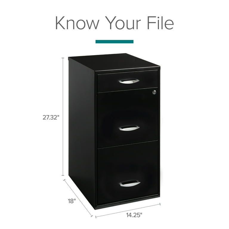 Space Solutions 3 Drawer Letter Width Vertical File Cabinet with Pencil Drawer Black