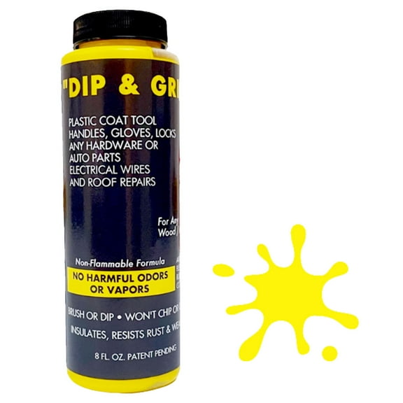 Dip and Grip Rubberized Coating – Tools, Cables, Vehicles – Yellow, 8 fl. oz
