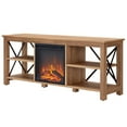 thumbnail image 3 of Evelyn&Zoe Sawyer Rectangular TV Stand with Log Fireplace for TV's up to 65" in Golden Brown, 3 of 9