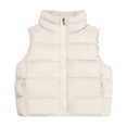 thumbnail image 5 of vokkrv Kids Solid Color Zip Up Sleeveless Jacket, Wind Resistant Warm Casual Outerwear, Fashion Daily Coat for Boys Girls Winter Outdoor Activities White 7-8 Years, 5 of 7