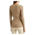 thumbnail image 2 of LAUREN RALPH LAUREN Womens Beige Ribbed Long Sleeve Surplice Neckline Wrap Cardigan M, 2 of 3
