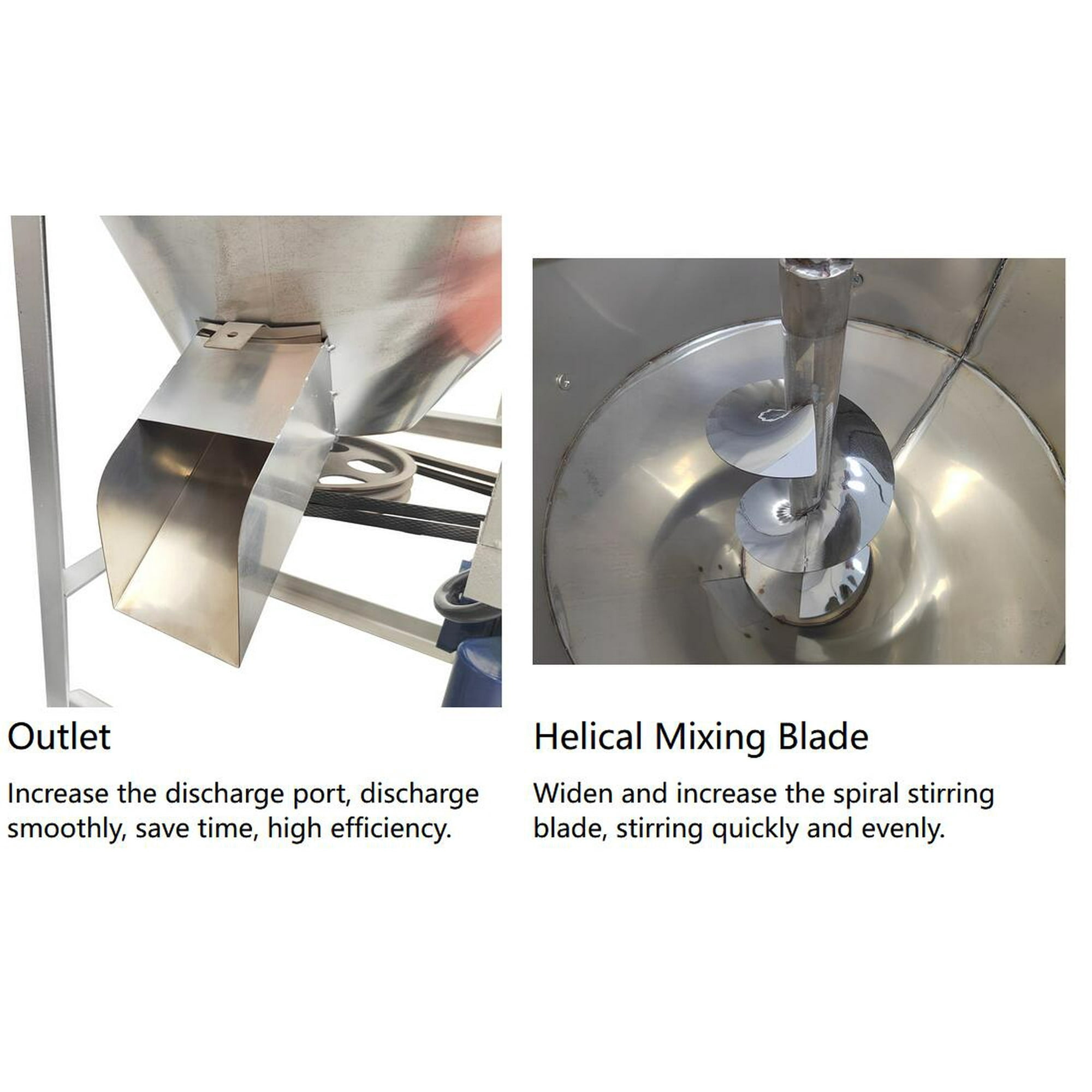 Powder Mixer Blender Feed Mixer Granular Plastic Mixer Dry Mixer Stainless Steel with Castor 110LBS