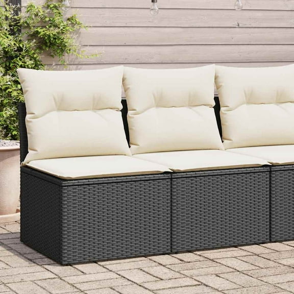 vidaXL Garden Sofa Set Black, Cream White
