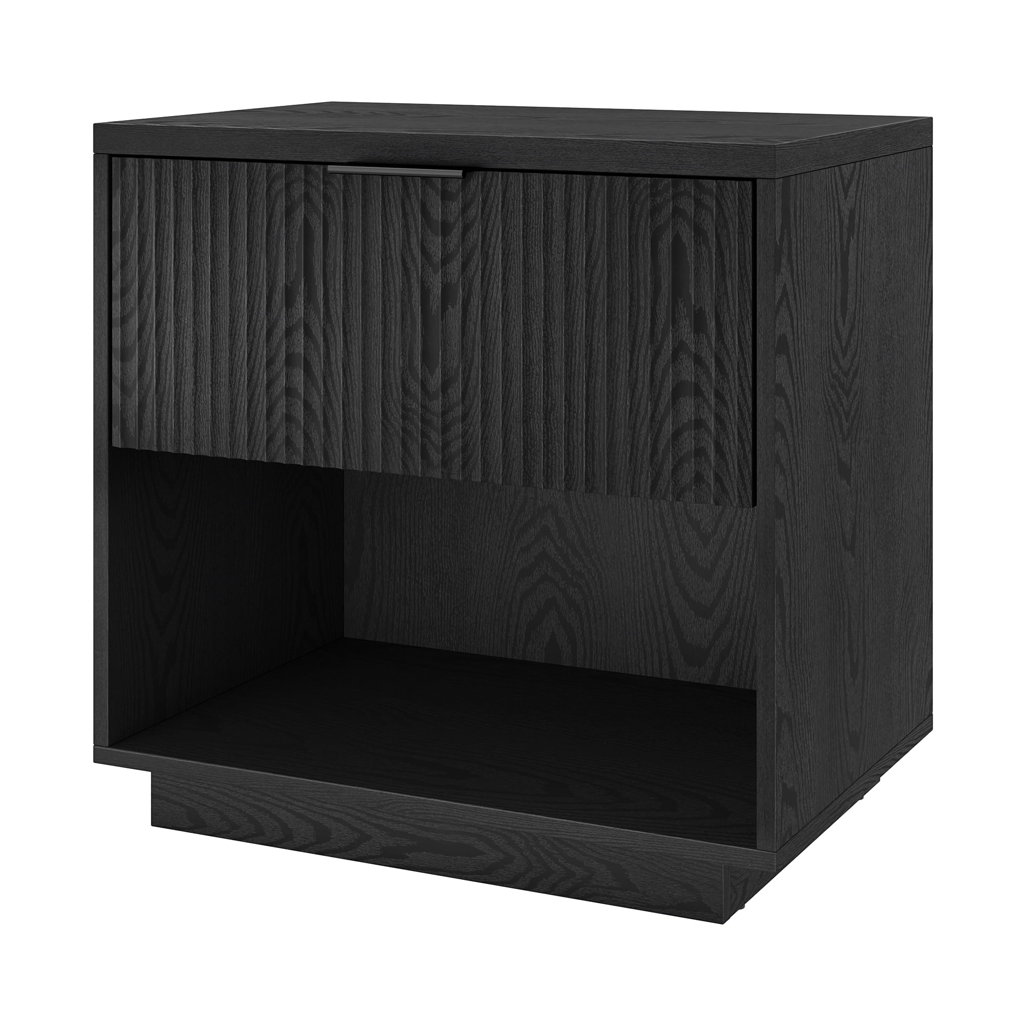 Karten 24" Wide Rectangular Fluted Nightstand in Black Grain