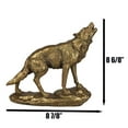thumbnail image 3 of Full Moon Howling Alpha Gray Wolf Timberwolf Statue In Gold Patina Finish 9"H, 3 of 11