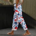 thumbnail image 2 of YUANGUANST Wide Leg Pants Woman Women's Spring And Summer Casual 3D Printed Back Pocket Cotton And Linen Pants Office Slacks, 2 of 4