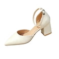 thumbnail image 2 of Samdudou Womens Pumps Closed Toe Pointed Toe Low Chunky Block Heel Shoes Elegant D'Orsay Cutout Adjustable Ankle Strap Classic Office Work Footwear, 2 of 9