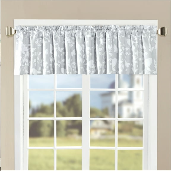 Home Soft Things Printed Microfiber Birdsong Valance 2 Piece Set - Grey - 60" x 18"