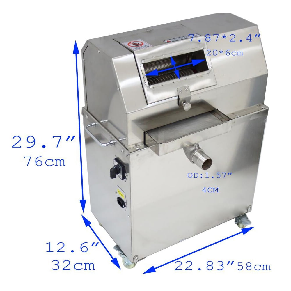3 Rolls Sugarcane Ginger Press Juicer Square Inlet Electric Commercial 110V 1500W