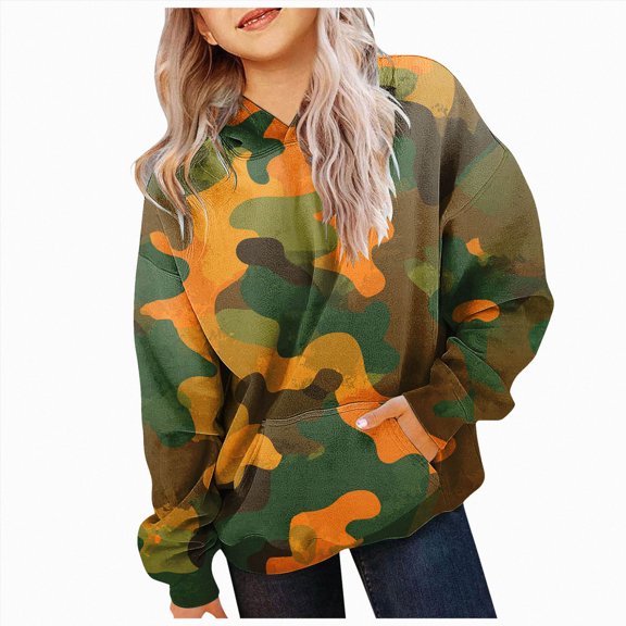 Staki Girl's Hoodie Fleece Sweatshirt Hooded Long Sleeve Pullover Tops Fall Winter Hoodies Outwear for Teen Girls 2-12Y(Orange,3-4 Years)