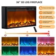 thumbnail image 4 of FlowSun Farmhouse TV Stand with 36'' Electric Fireplace, LED Entertainment Center with Crescent Roman Arched Glass Doors for 80'' TV,Dark Rustic Oak, 4 of 7