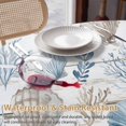 thumbnail image 4 of Blue Brown Coastal Round Tablecloth 54 inches Summer Coral Starfish Shell Wood Grain Waterproof Oil-Proof Table Cloth Round Table Cover for Holiday Party Picnic Dinner Decor Indoor and Outdoor Use, 4 of 9