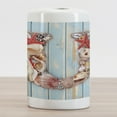 thumbnail image 2 of Letter U Ceramic Toothbrush Holder, Underwater Wildlife Coastal Design of U Alphabet Words Language, Decorative Versatile Countertop for Bathroom, 4.5" X 2.7", Dark Coral Pale Blue, 2 of 4