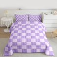 thumbnail image 2 of Homewish Dreamy Purple Buffalo Full Size Comforter Sets, Modern Fashion Abstract Stripe Bedding Comforter Set, Teens Kids Adult Reversible Bedding Sets, Super Cozy Room Decor, 3-Piece, 2 of 8