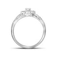 thumbnail image 2 of Diamond Princess 10k White Gold Round Diamond Cluster Wedding Flower Floral Bridal Ring Set 1/4 Cttw, 2 of 3
