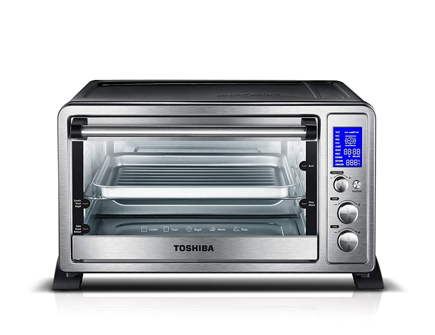 TL1-AC25CZA(BS) Toshiba Digital Toaster Oven With Double Infrared Heating  And Speedy Convection, Larger 6-Slice/12-Inch Capacity, 1700W, 10 Func
