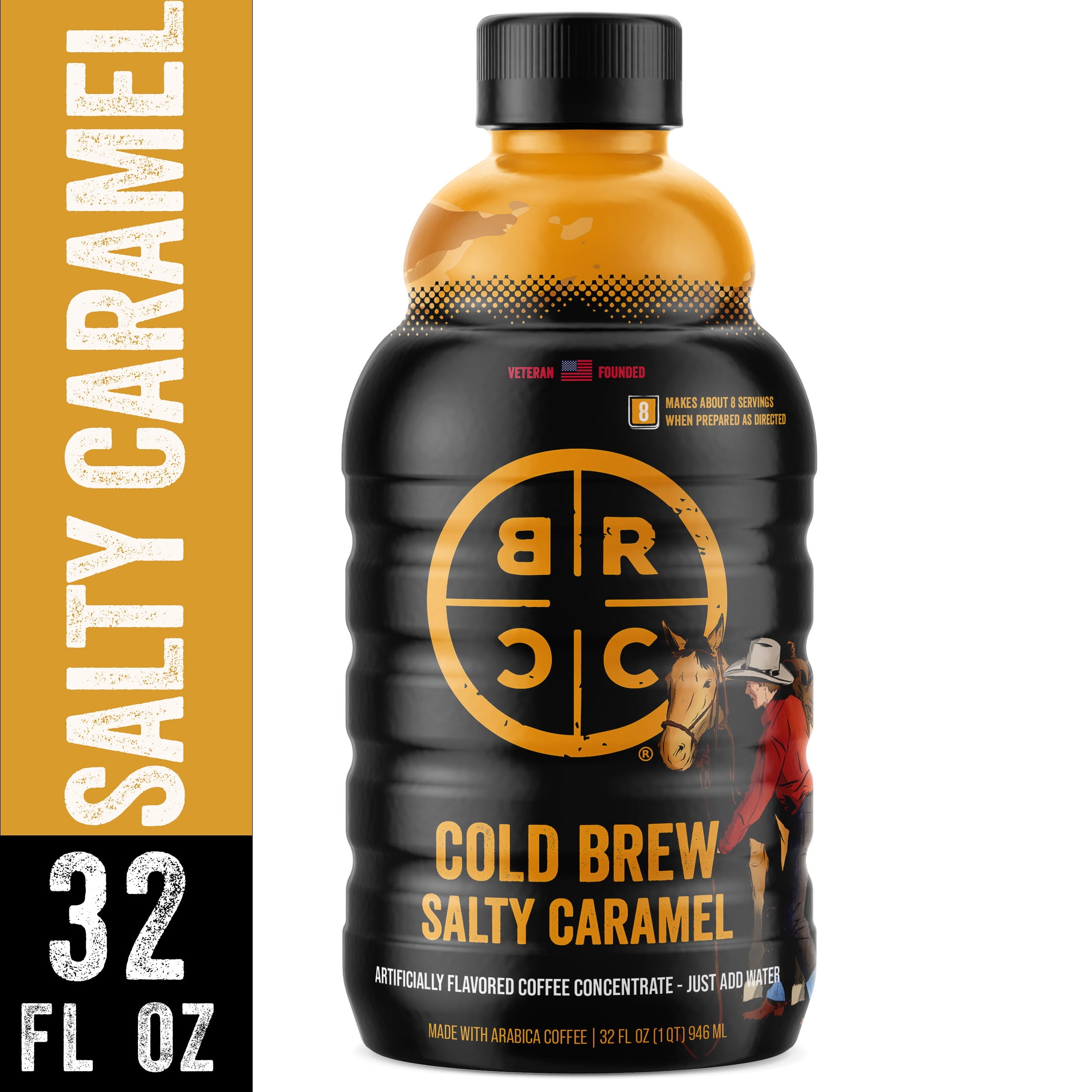 (4 pack) Black Rifle Coffee Company Salty Caramel Cold Brew Iced Flavored Coffee Concentrate Drink for Instant Energy, 32 oz