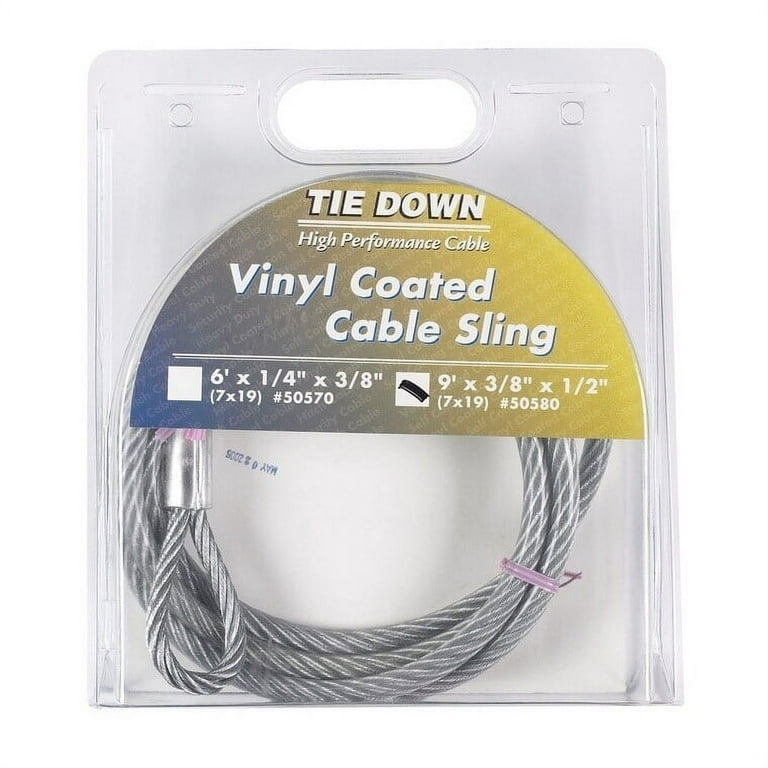 Tie Down Engineering Clear Vinyl Galvanized Steel 1/4 in. D X 6 ft. L Cable Sling Tie Down Engineering Clear Vinyl Galvanized Steel 1/4 in. D X 6 ft. L Cable Sling