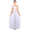 thumbnail image 3 of IDOPIP Women Liturgical Praise Dance Long Dress Metallic Bi Color Lyrical Dancewear Worship Costume, 3 of 7